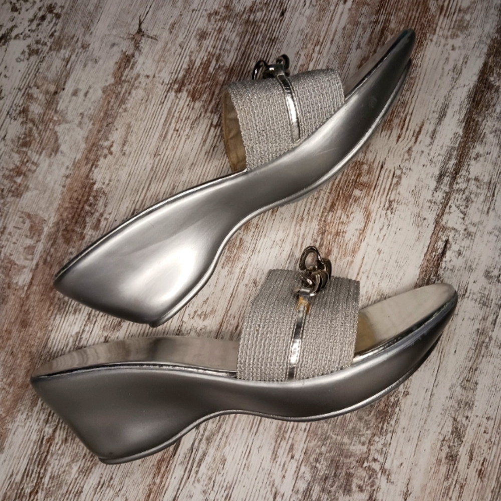 Silver Wedge Sandles